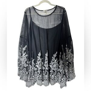 Capri Women Sheer Mesh Top – Elegant Evening, Holiday Party Blouse Size 3X